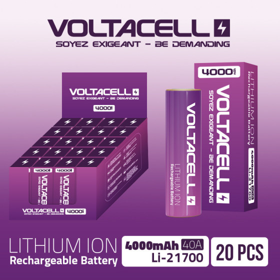 Accus VOLTACELL 21700 4000mAh (Pack de 20)