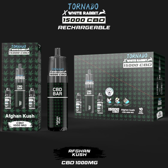 Puff Tornado 15000 CBD (Boite de 10) by Tornado et White Rabbit